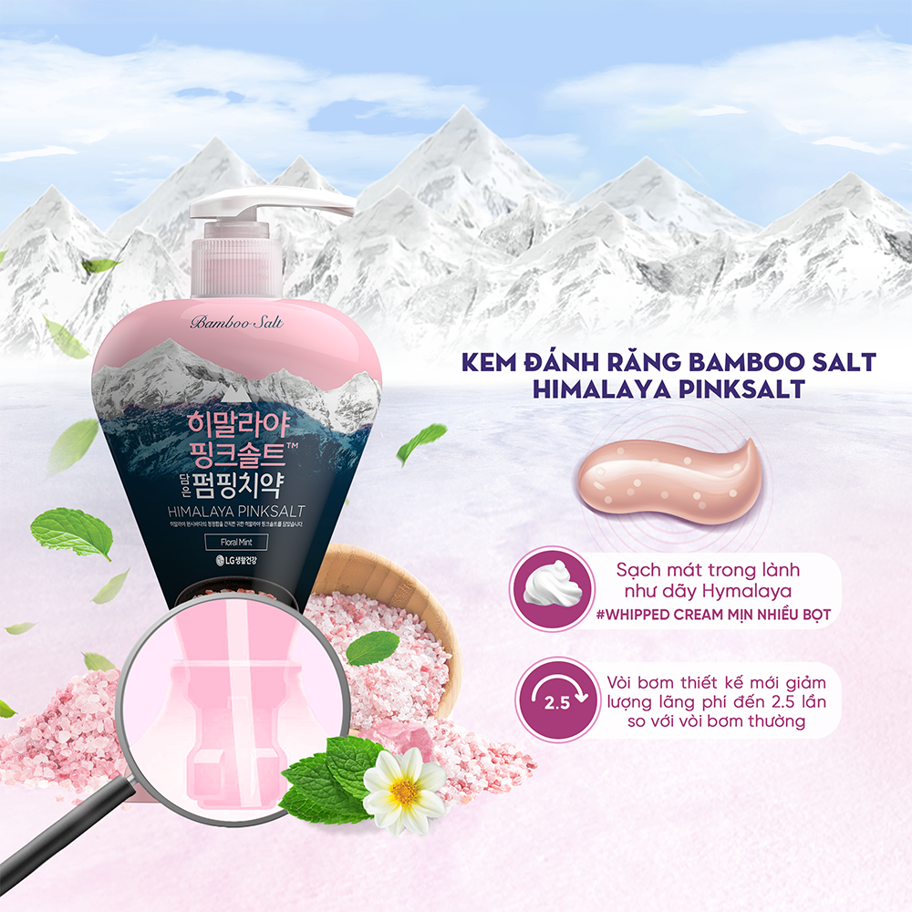 Kem đánh răng Bamboo Salt Himalaya Pink Salt Floral Mint 285g